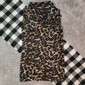 ❄️ M | Candy Couture | Sleeveless Leopard Cowl Neck Sweater